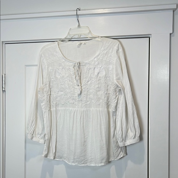 GAP White Tie Front Peplum Blouse size large. - Picture 1 of 9